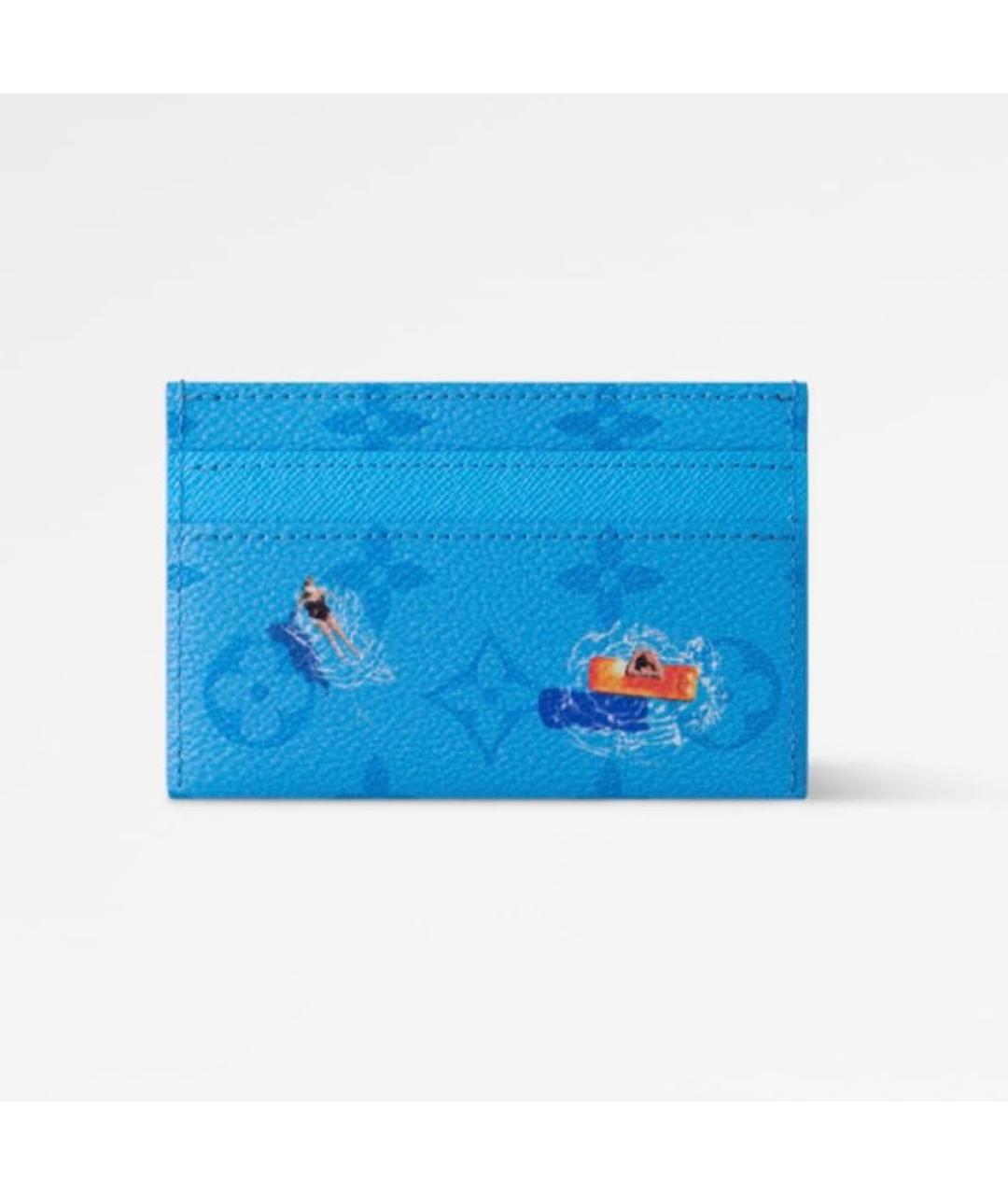 LOUIS VUITTON Синий кожаный кардхолдер, фото 4