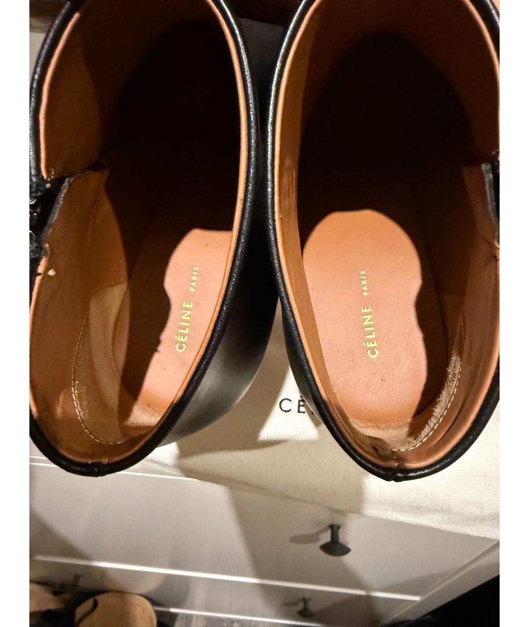 CELINE Черные кожаные ботильоны, фото 6