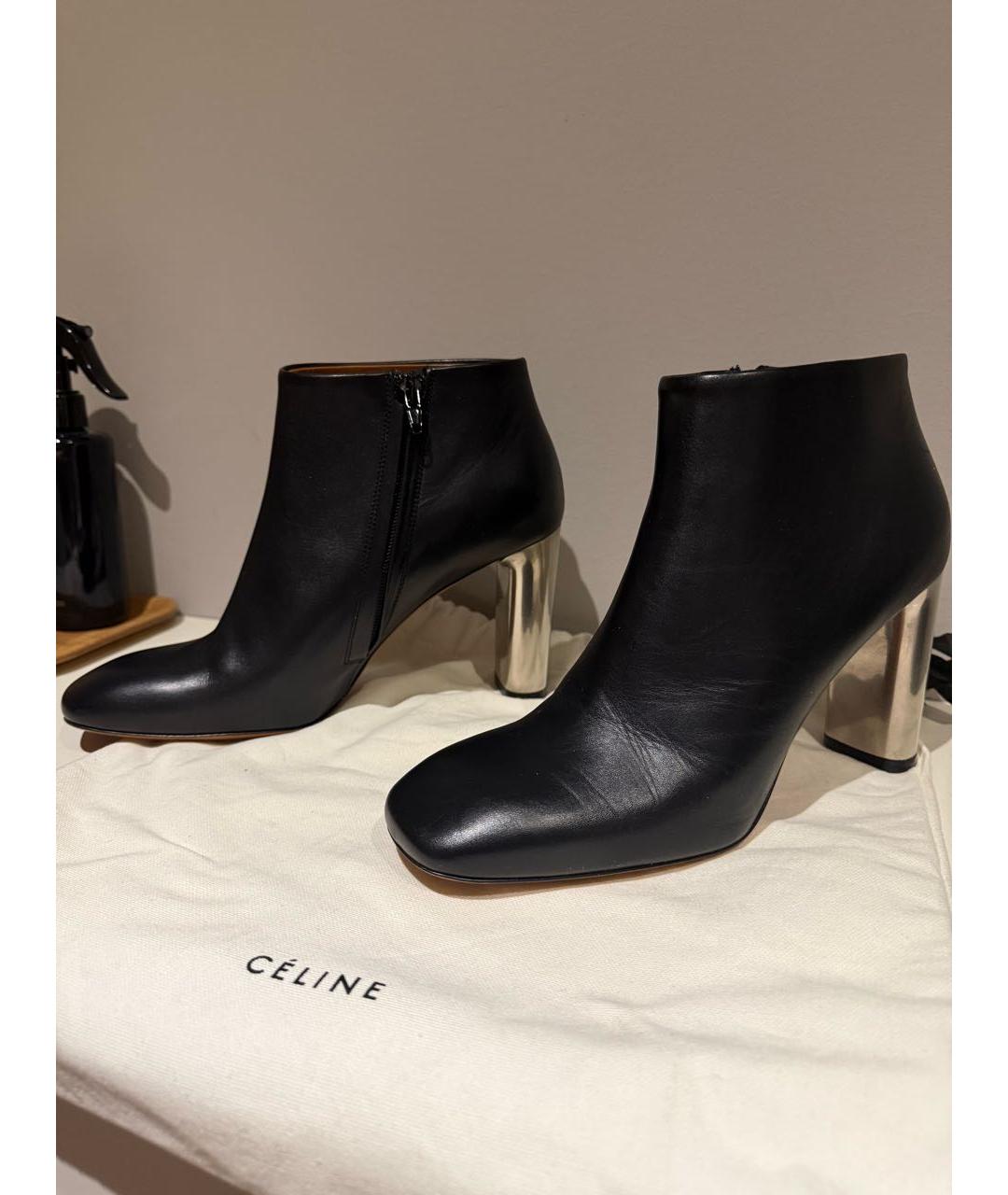 CELINE Черные кожаные ботильоны, фото 3