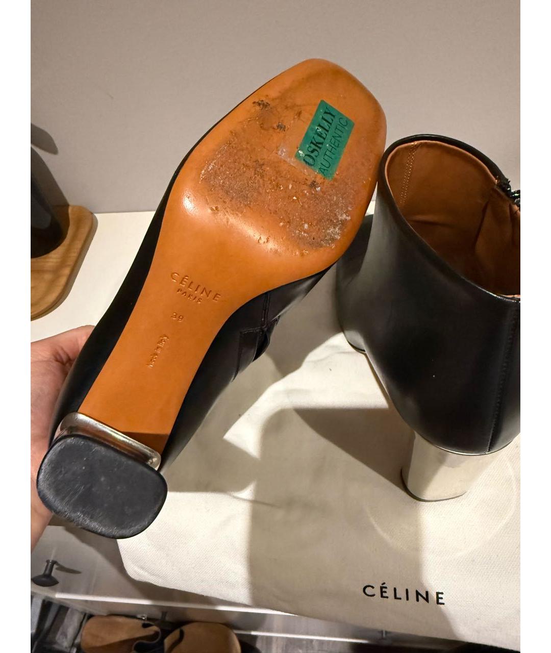 CELINE Черные кожаные ботильоны, фото 7