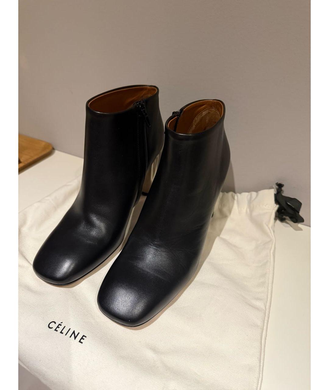 CELINE Черные кожаные ботильоны, фото 2