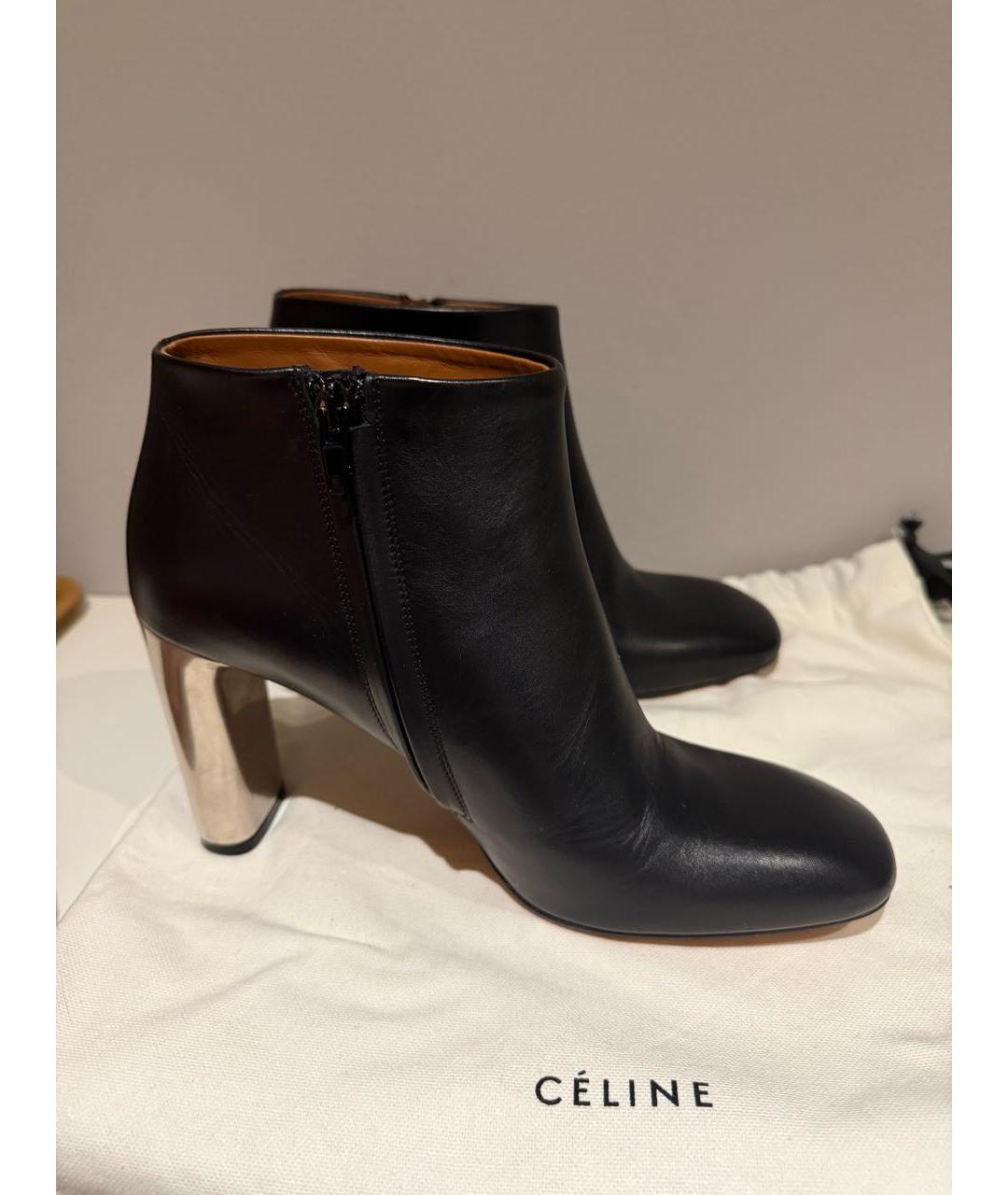 CELINE Черные кожаные ботильоны, фото 8