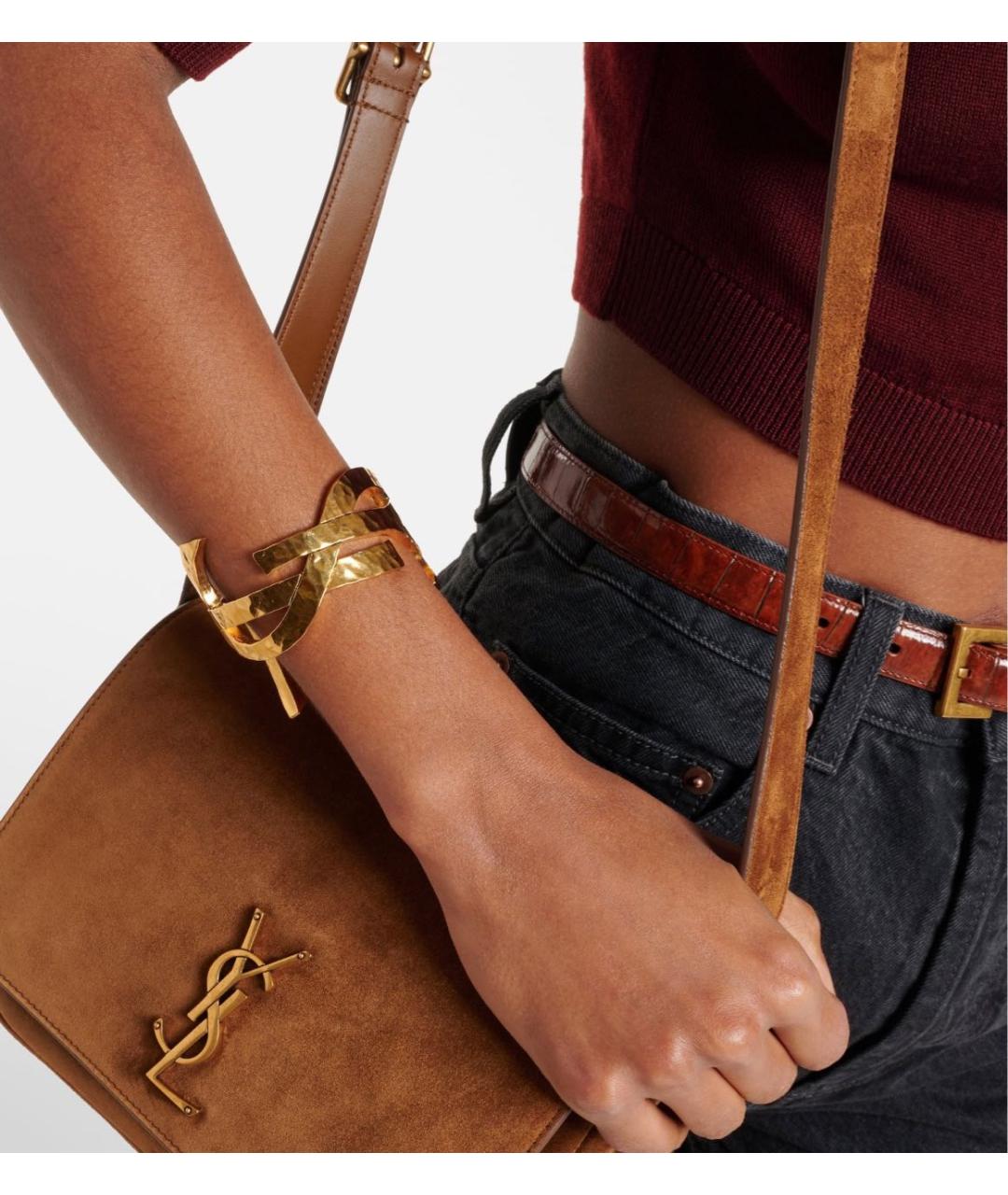 SAINT LAURENT Золотой латунный браслет, фото 4