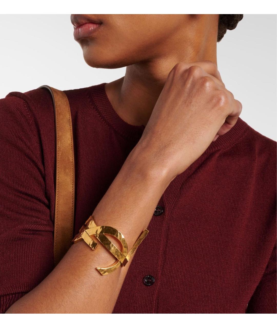 SAINT LAURENT Золотой латунный браслет, фото 2