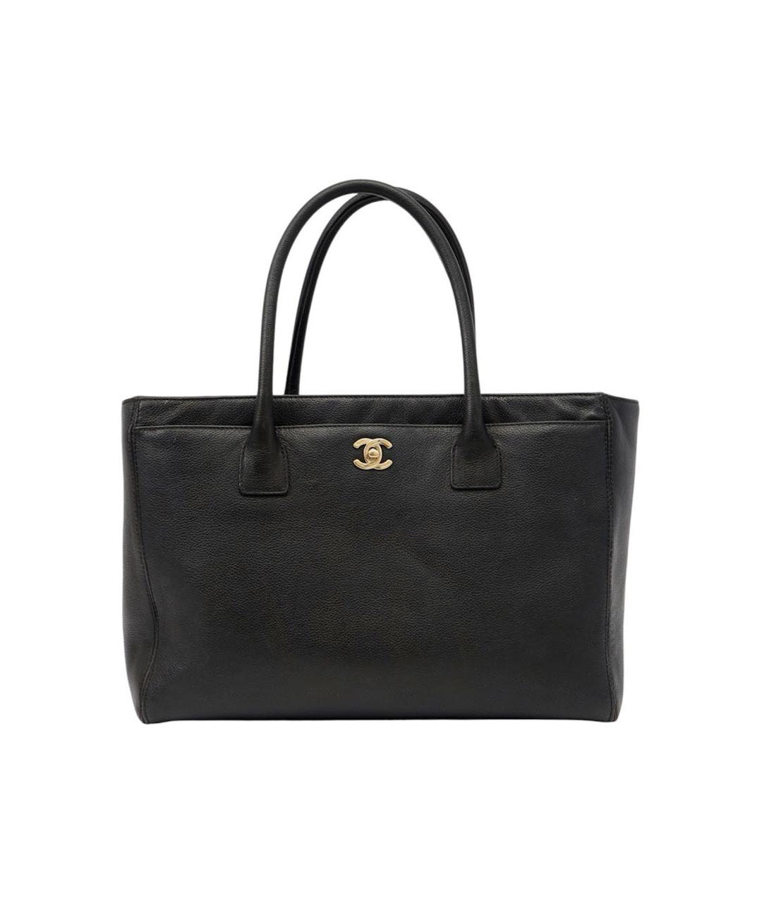 CHANEL Черная кожаная сумка с короткими ручками, фото 9