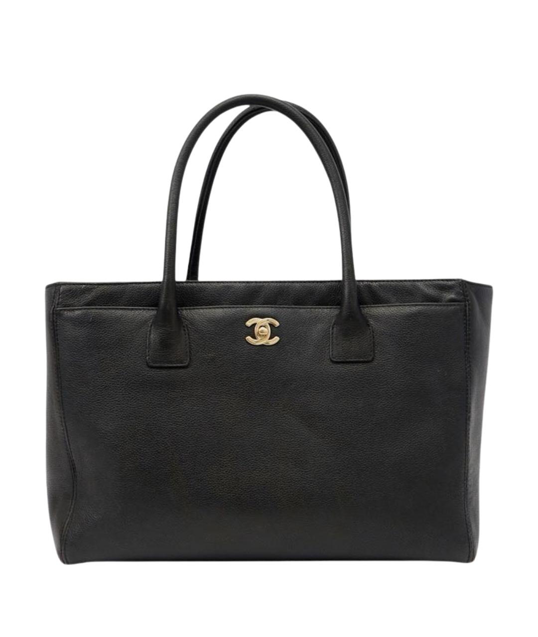 CHANEL Черная кожаная сумка с короткими ручками, фото 1