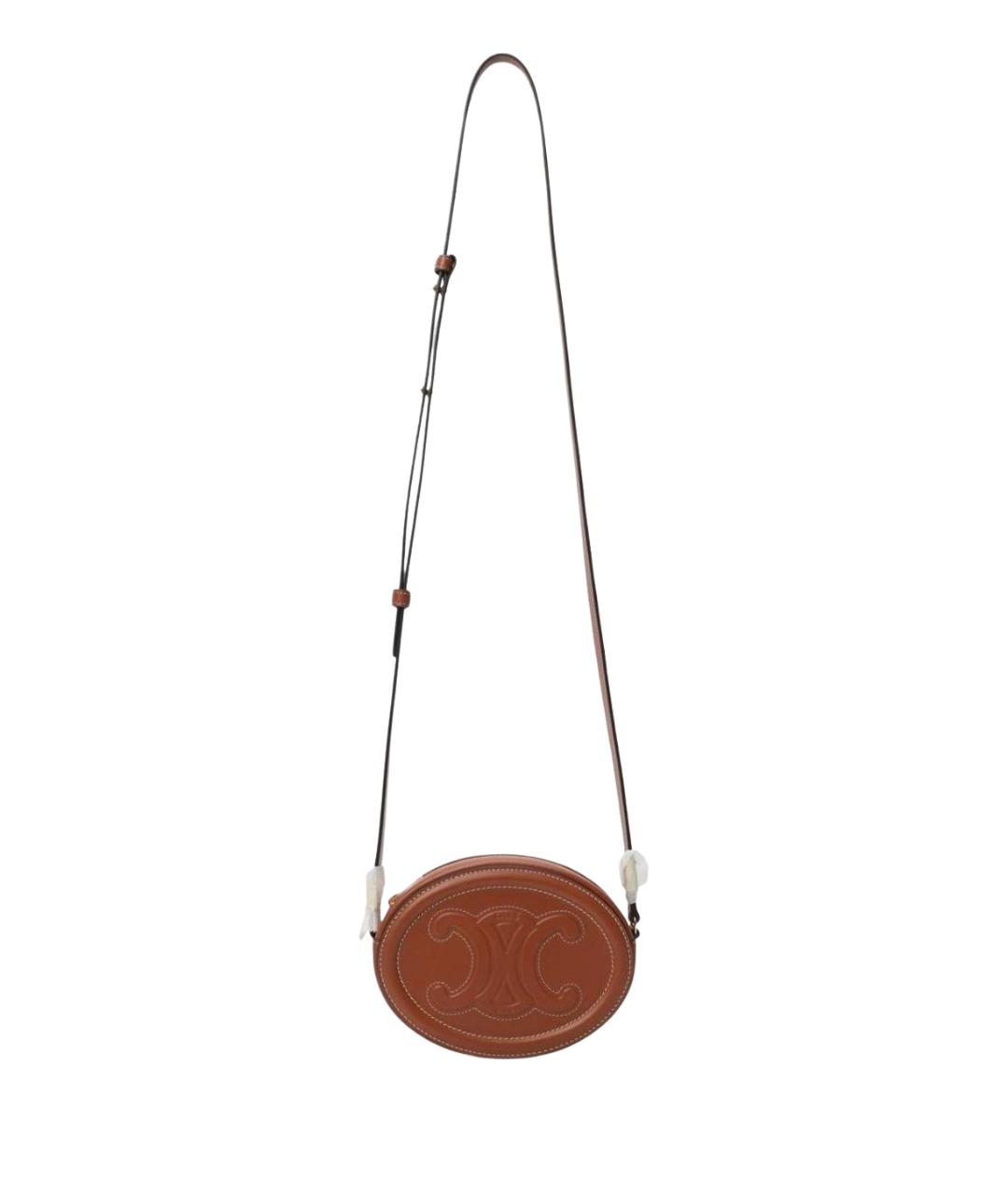 CELINE Коричневая кожаная сумка через плечо, фото 1