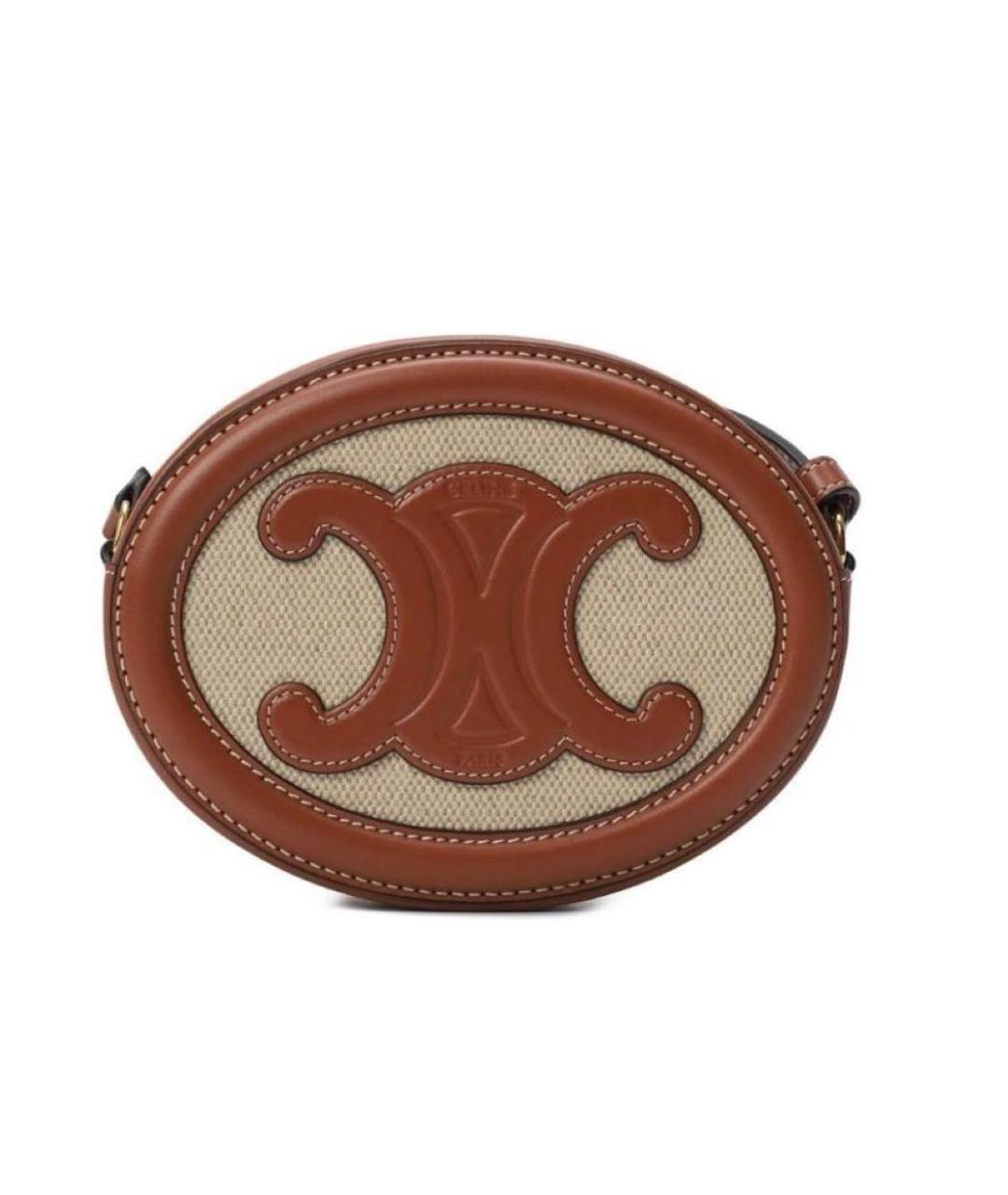 CELINE Коричневая кожаная сумка через плечо, фото 2