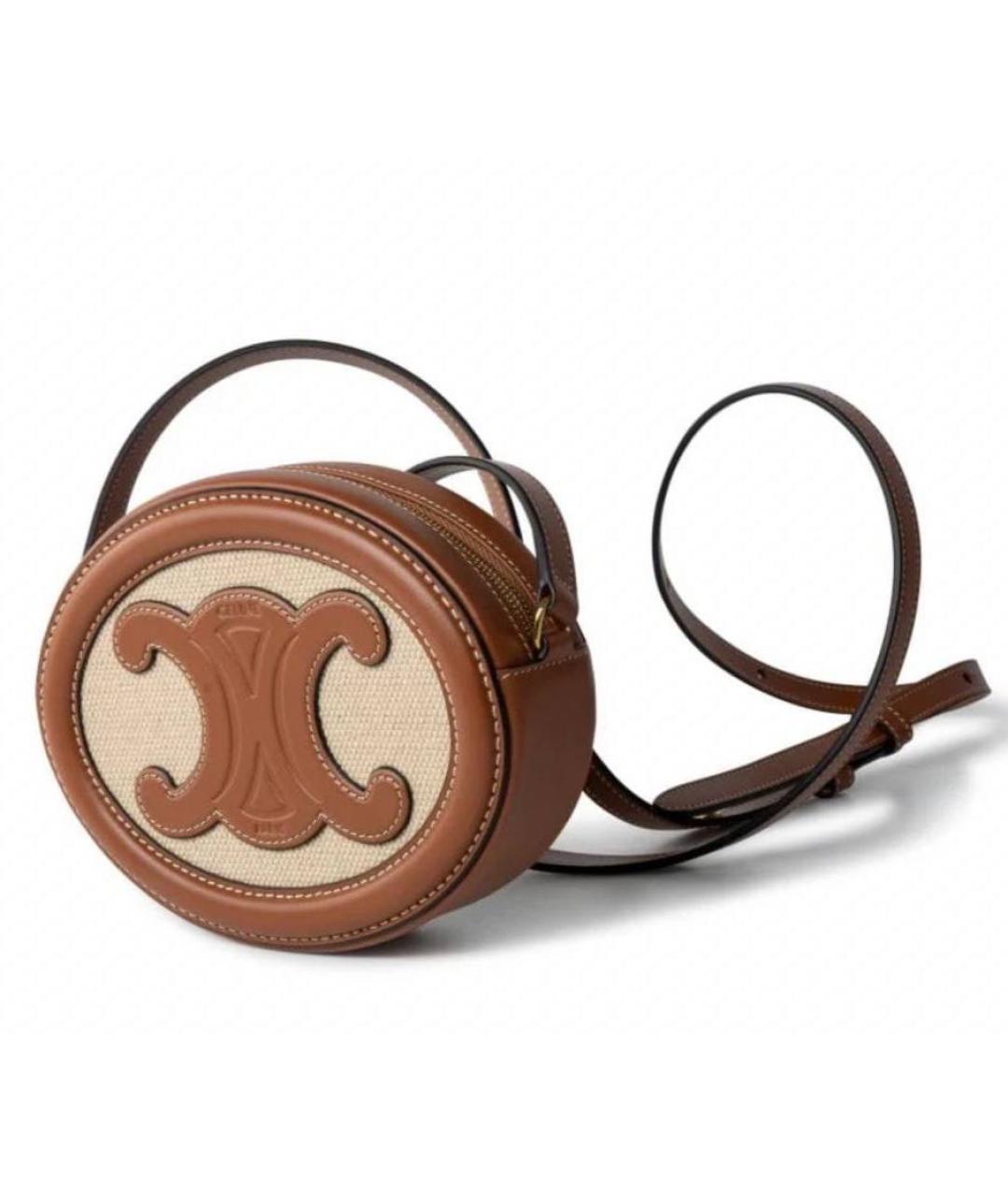 CELINE Коричневая кожаная сумка через плечо, фото 5