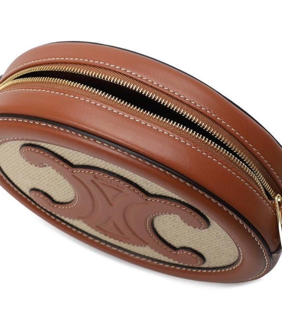 CELINE Коричневая кожаная сумка через плечо, фото 4