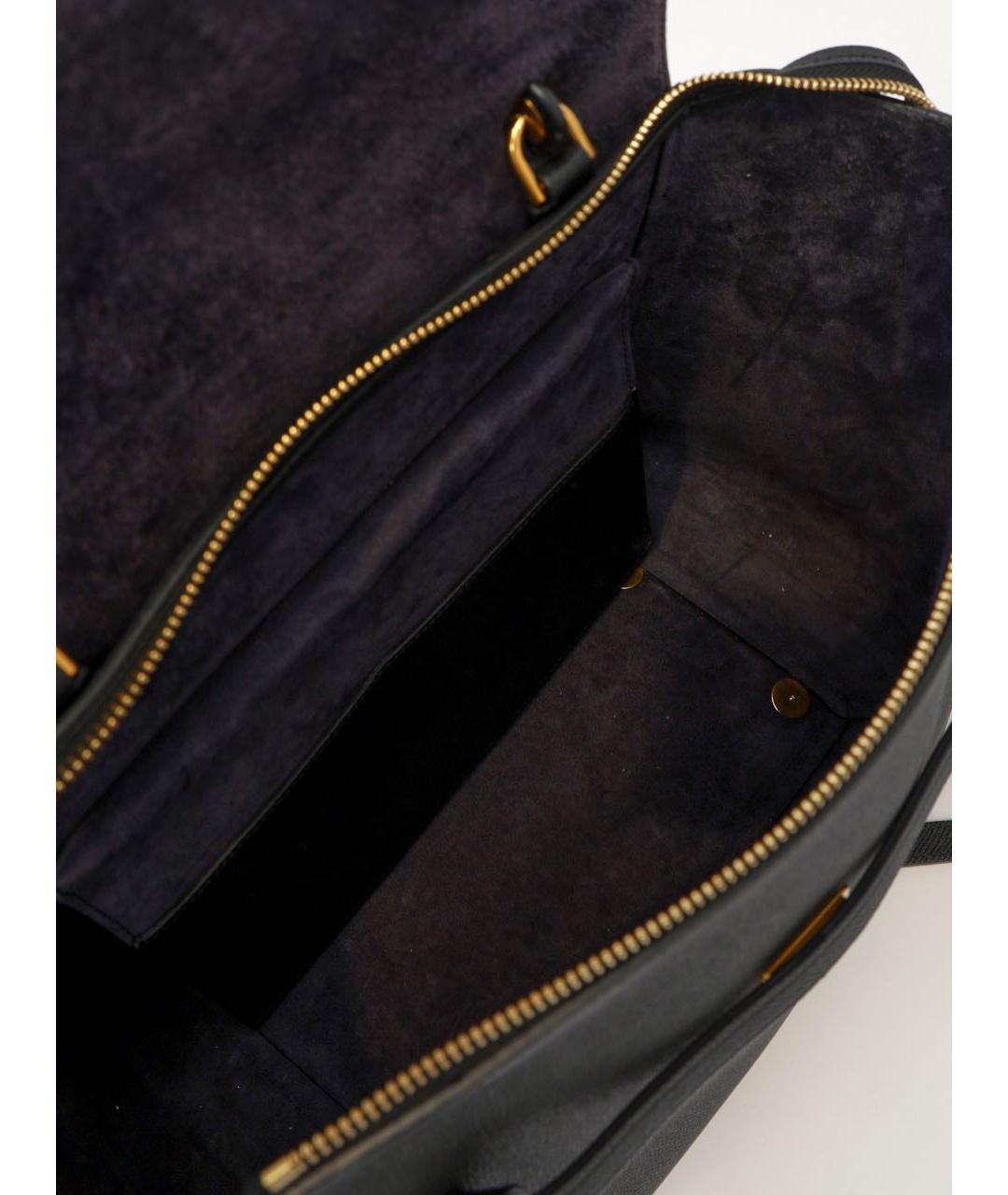 CELINE Черная кожаная сумка с короткими ручками, фото 4