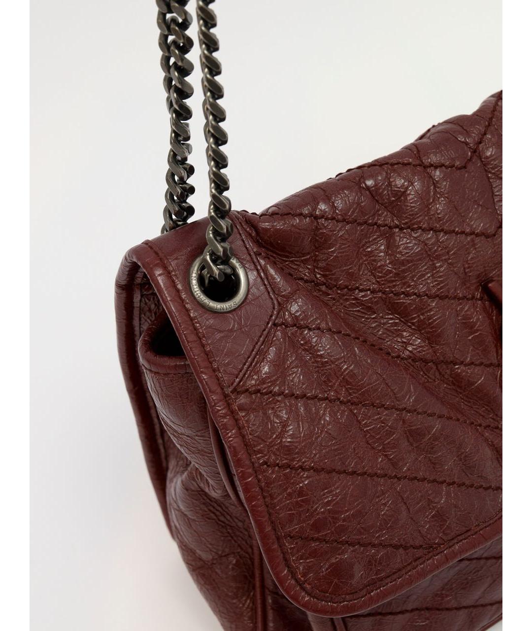 SAINT LAURENT Бордовая кожаная сумка через плечо, фото 7