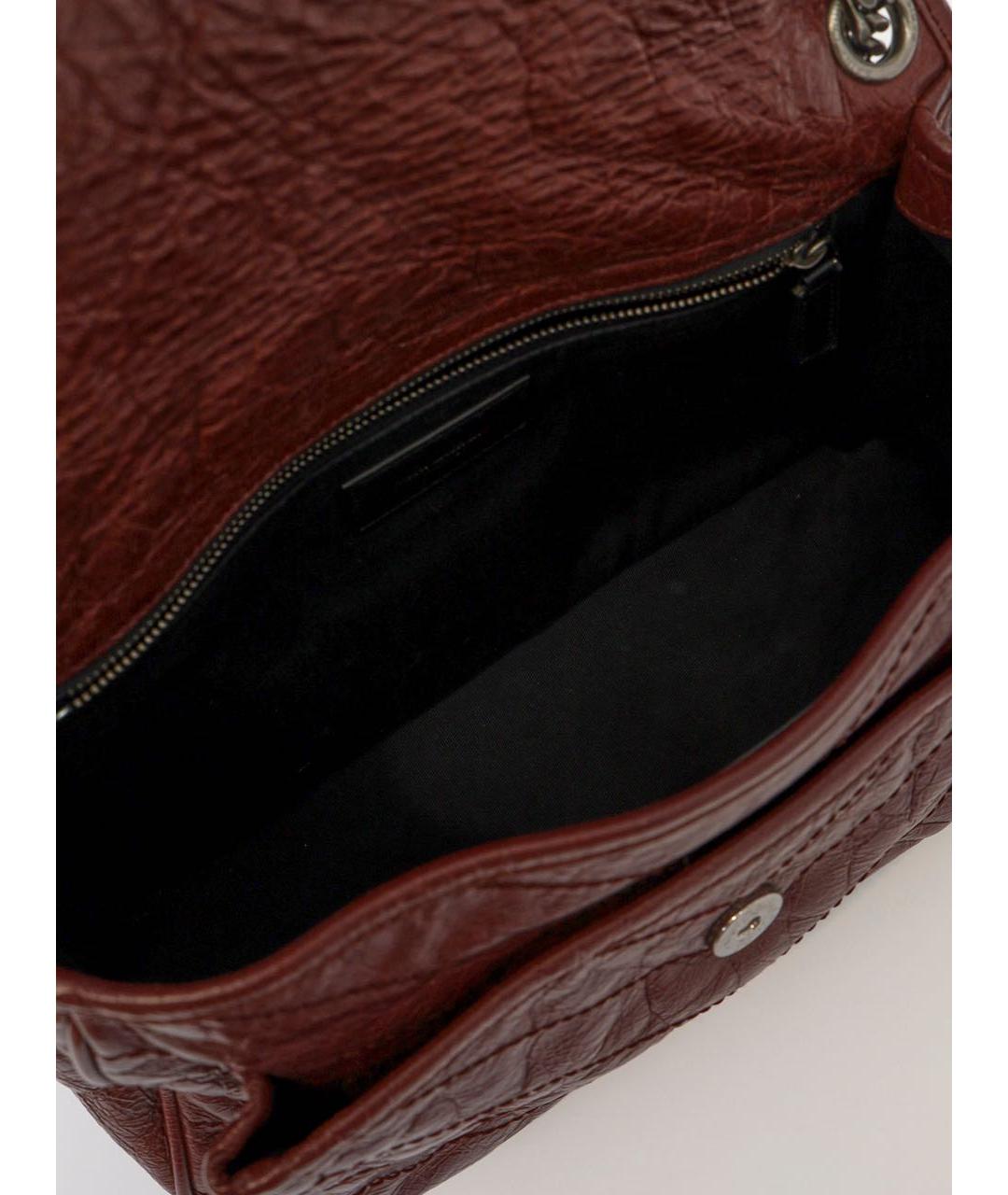 SAINT LAURENT Бордовая кожаная сумка через плечо, фото 4