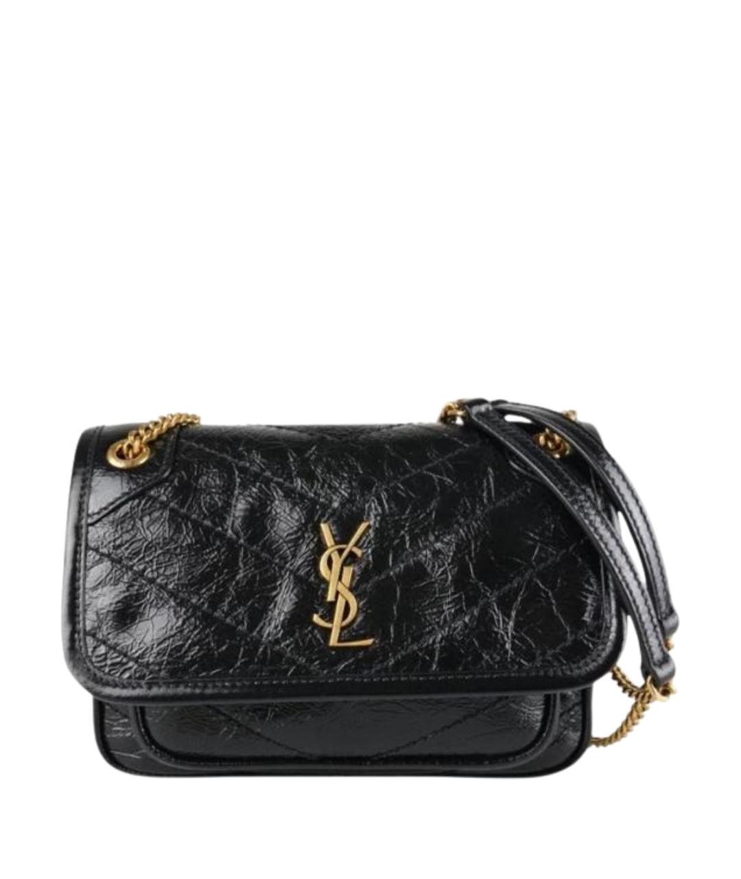 SAINT LAURENT Черная кожаная сумка через плечо, фото 1