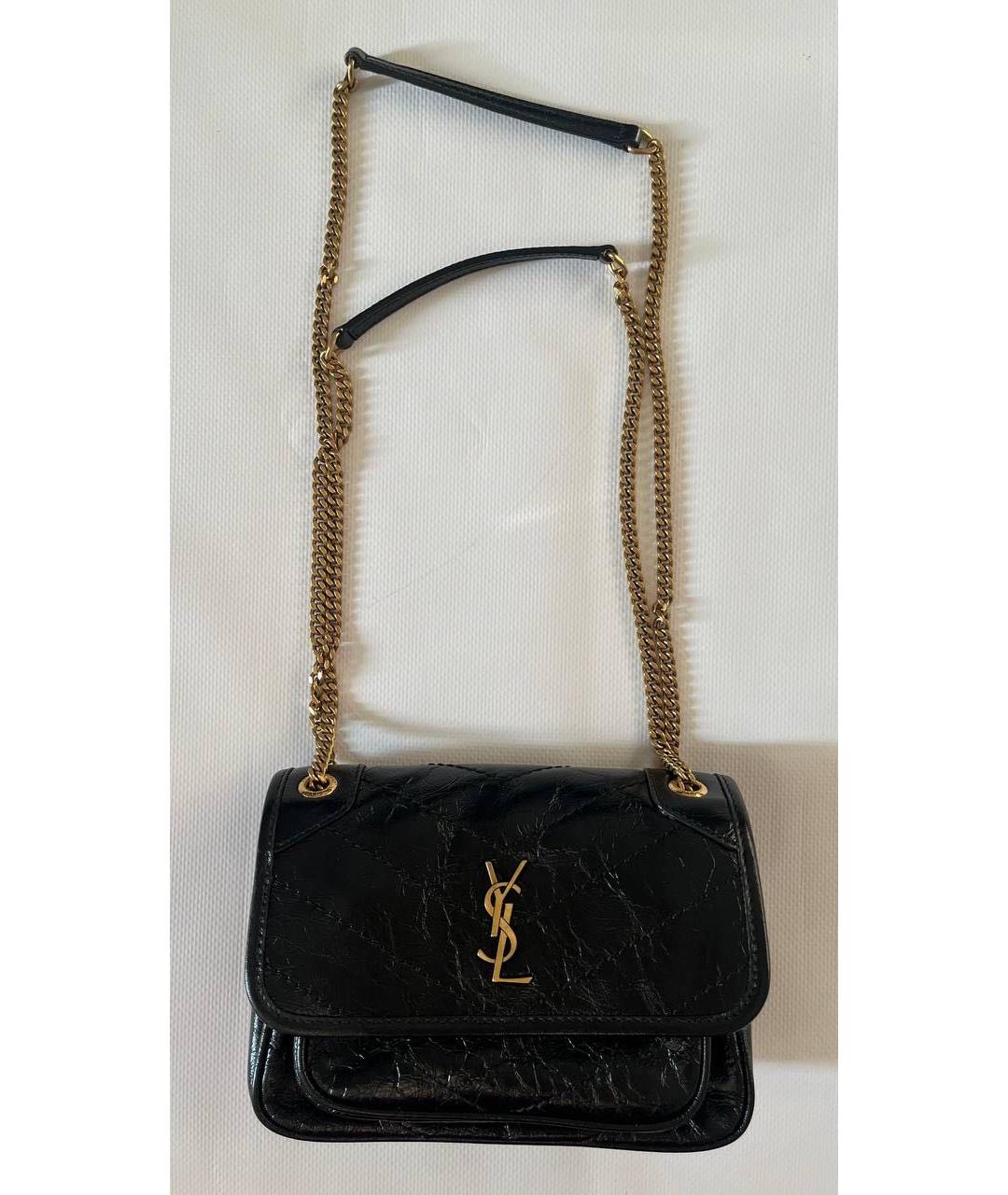 SAINT LAURENT Черная кожаная сумка через плечо, фото 5