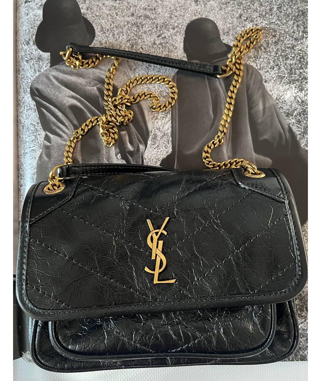 SAINT LAURENT Черная кожаная сумка через плечо, фото 7
