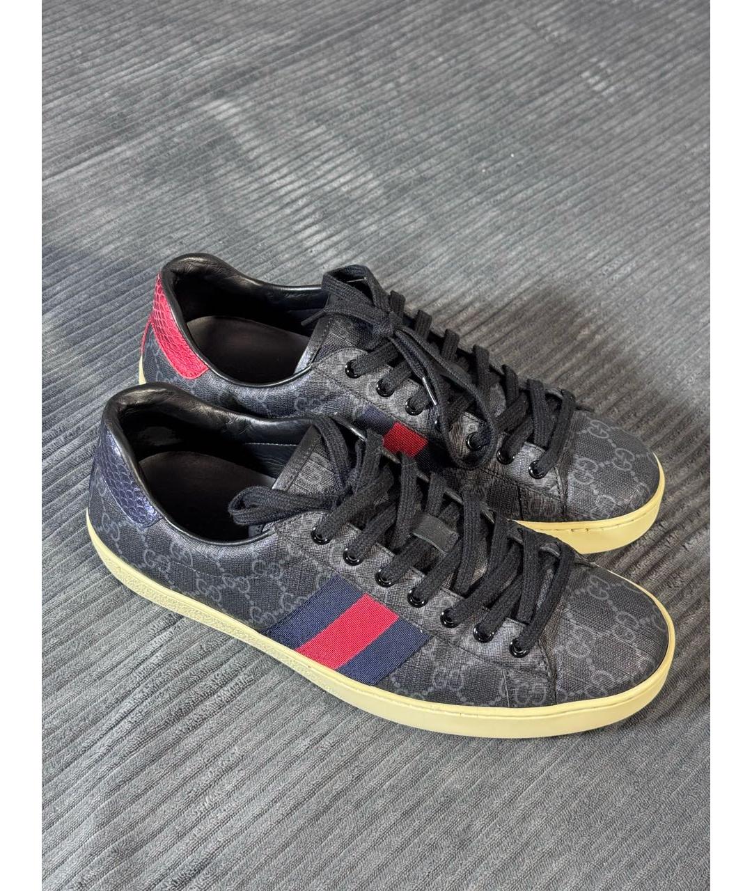 GUCCI Черные низкие кроссовки / кеды, фото 2