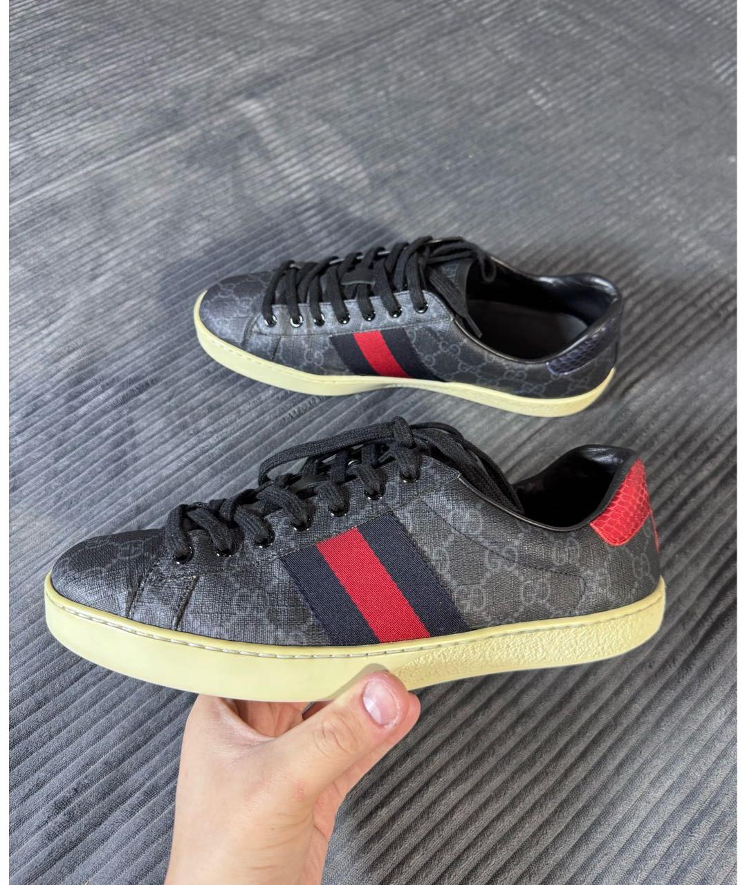 GUCCI Черные низкие кроссовки / кеды, фото 3