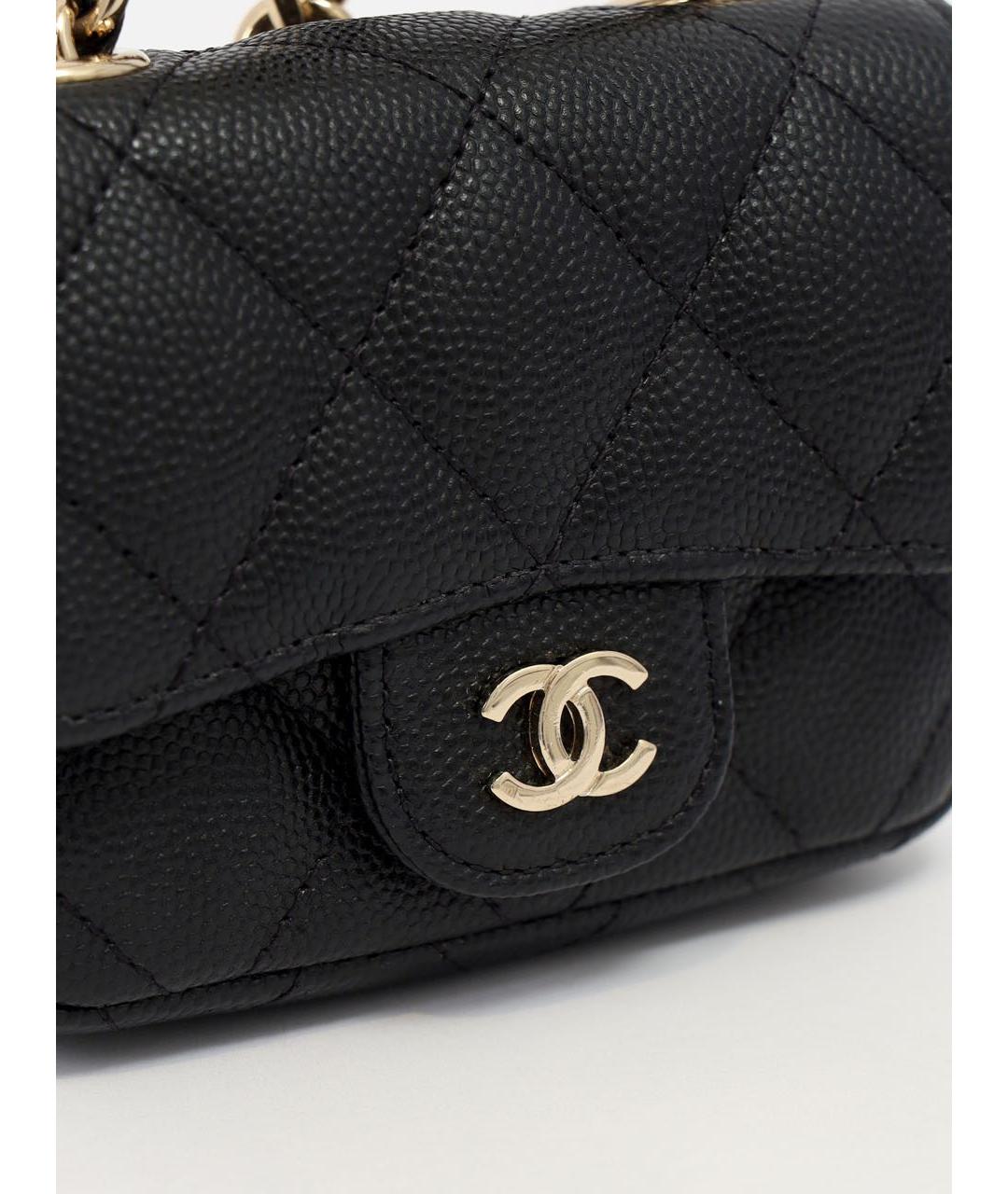 CHANEL Черная кожаная сумка через плечо, фото 6
