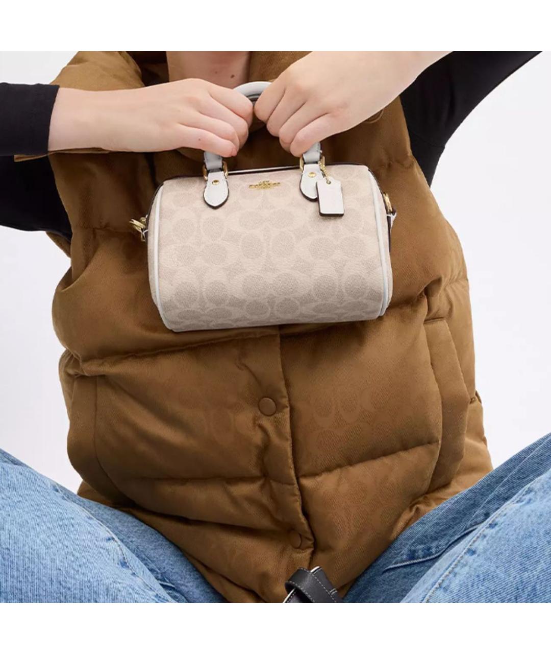 COACH Бежевая сумка с короткими ручками, фото 5