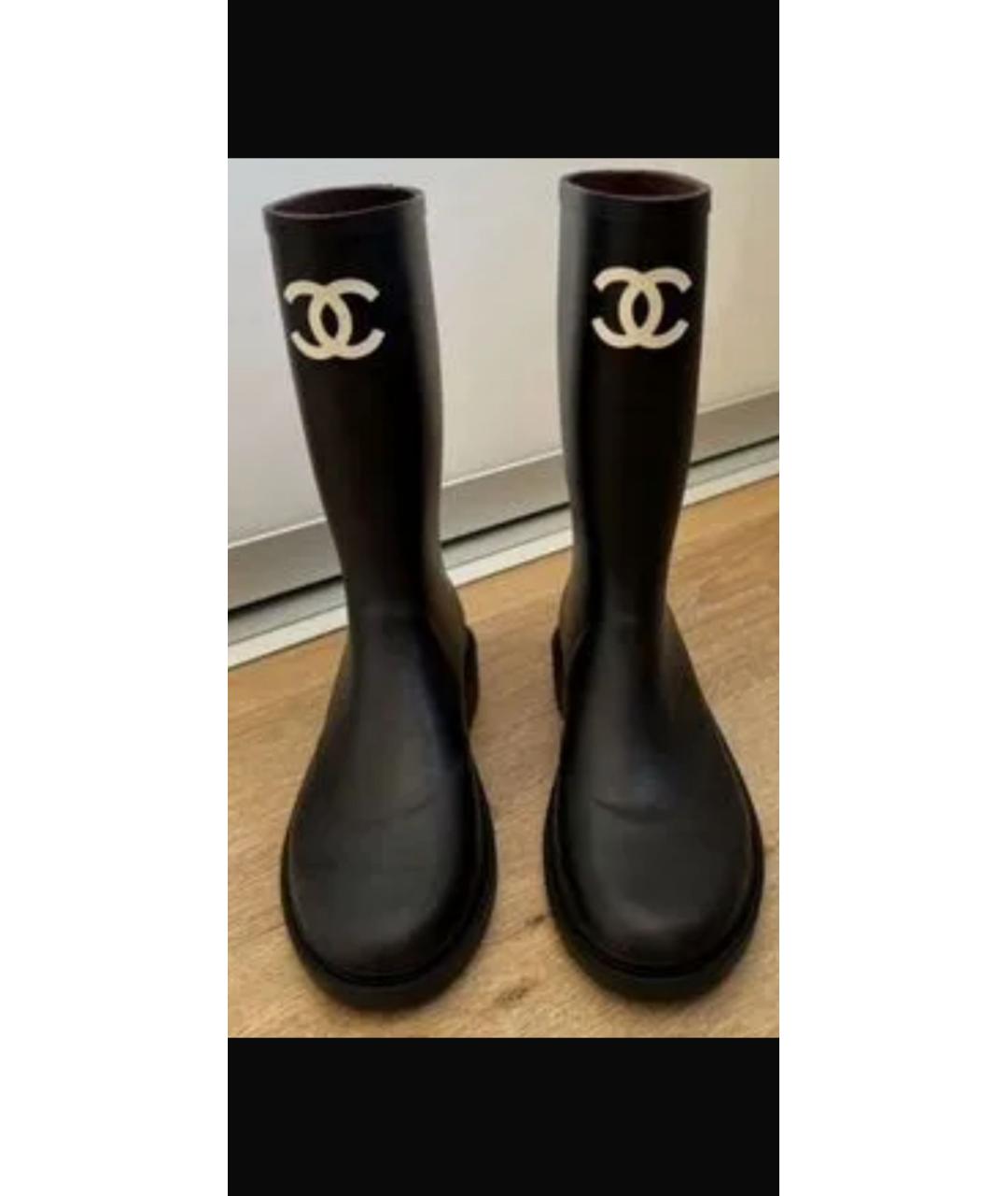 CHANEL Черные резиновые сапоги, фото 2