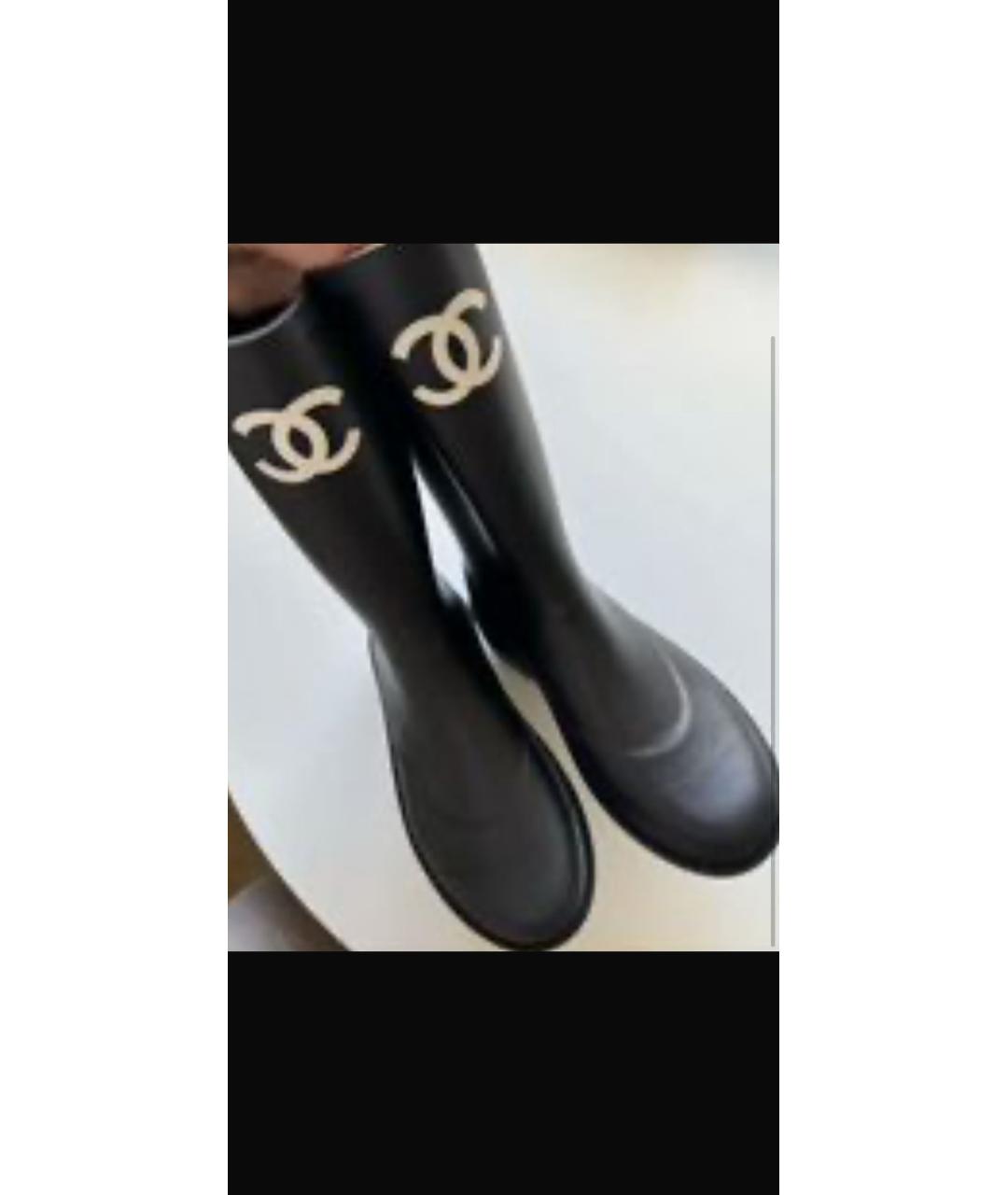 CHANEL Черные резиновые сапоги, фото 3