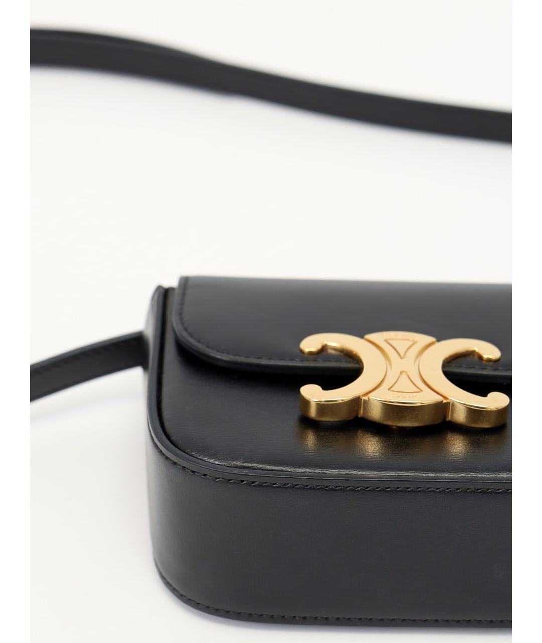 CELINE Черная кожаная сумка через плечо, фото 7