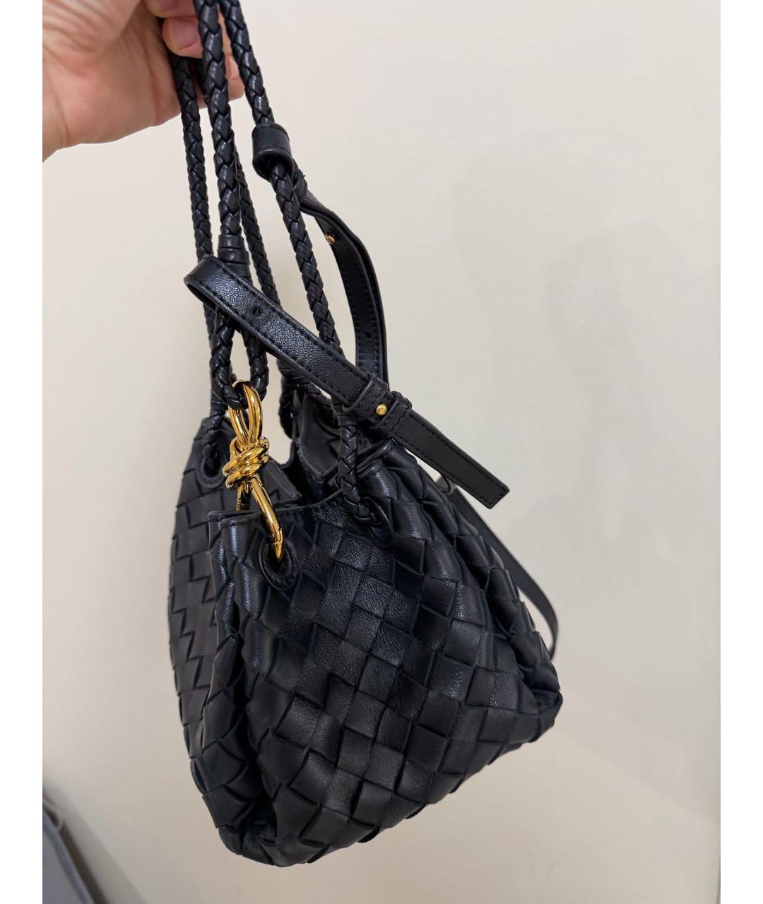 BOTTEGA VENETA Черная кожаная сумка с короткими ручками, фото 4