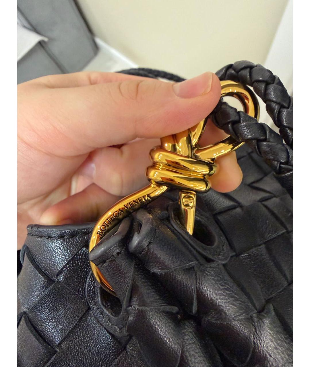 BOTTEGA VENETA Черная кожаная сумка с короткими ручками, фото 3