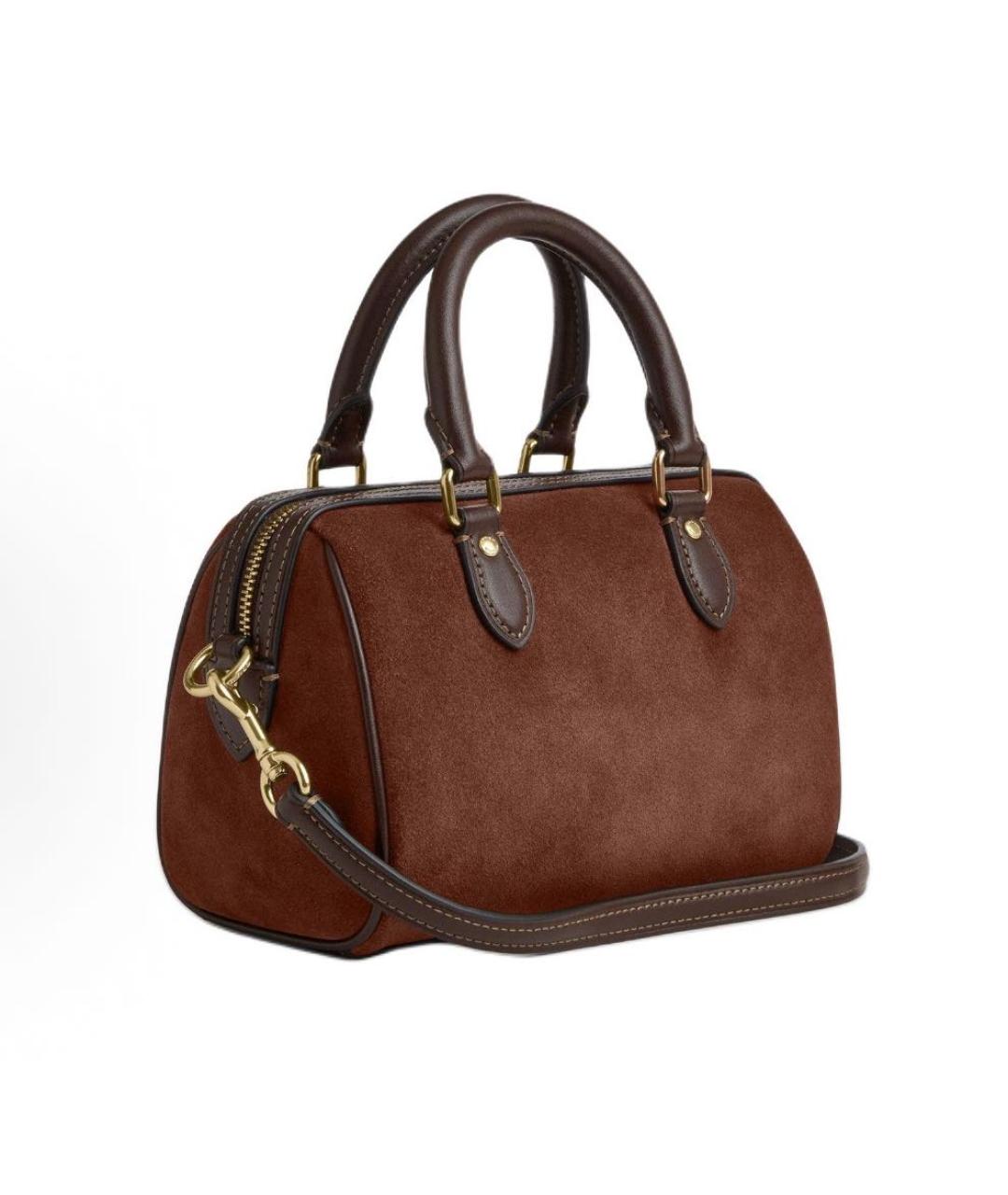 COACH Коричневая замшевая сумка с короткими ручками, фото 2