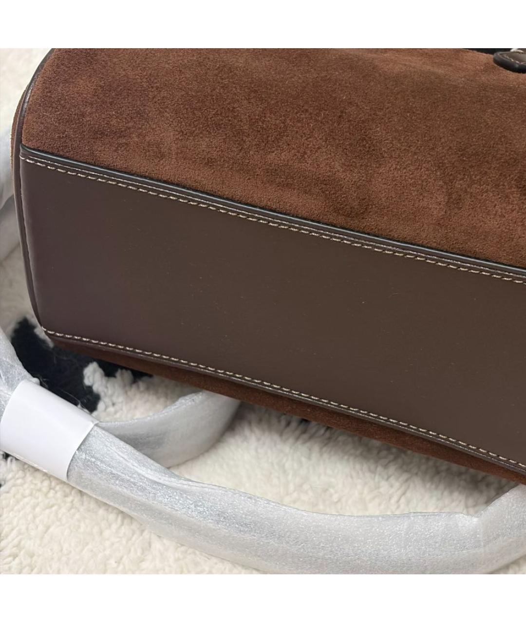 COACH Коричневая замшевая сумка с короткими ручками, фото 8