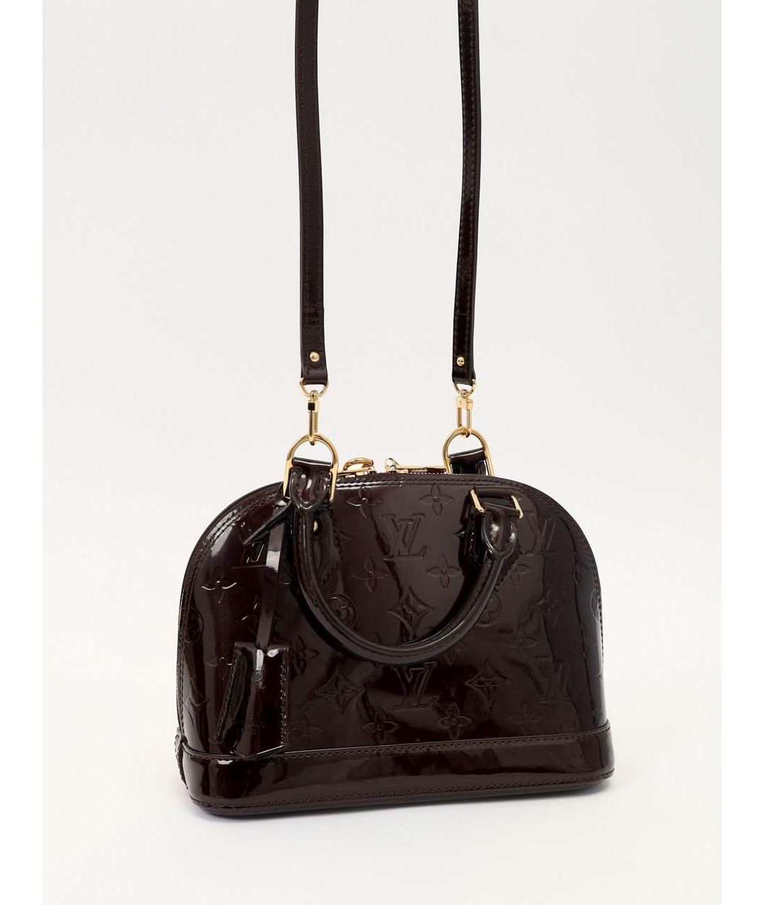 LOUIS VUITTON Бордовая кожаная сумка с короткими ручками, фото 5