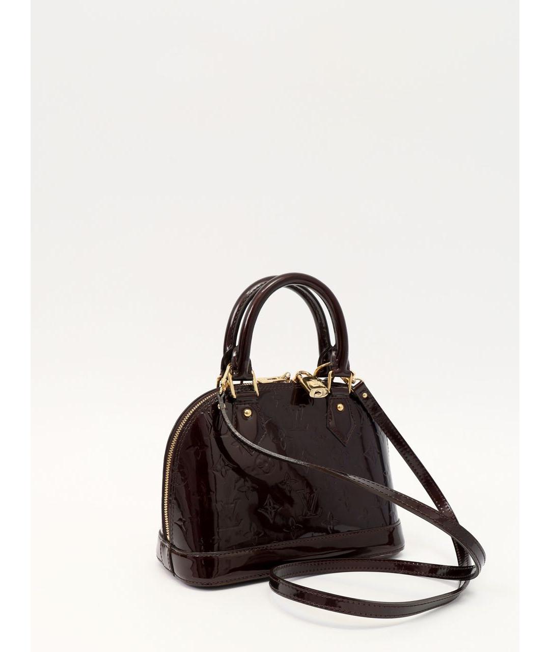 LOUIS VUITTON Бордовая кожаная сумка с короткими ручками, фото 3