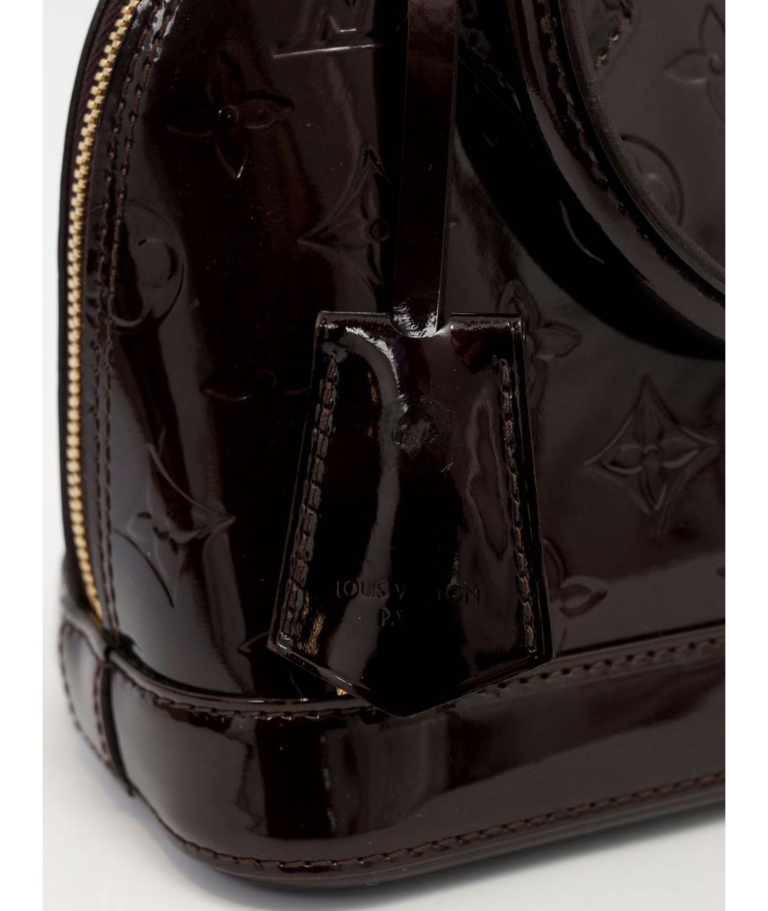 LOUIS VUITTON Бордовая кожаная сумка с короткими ручками, фото 6