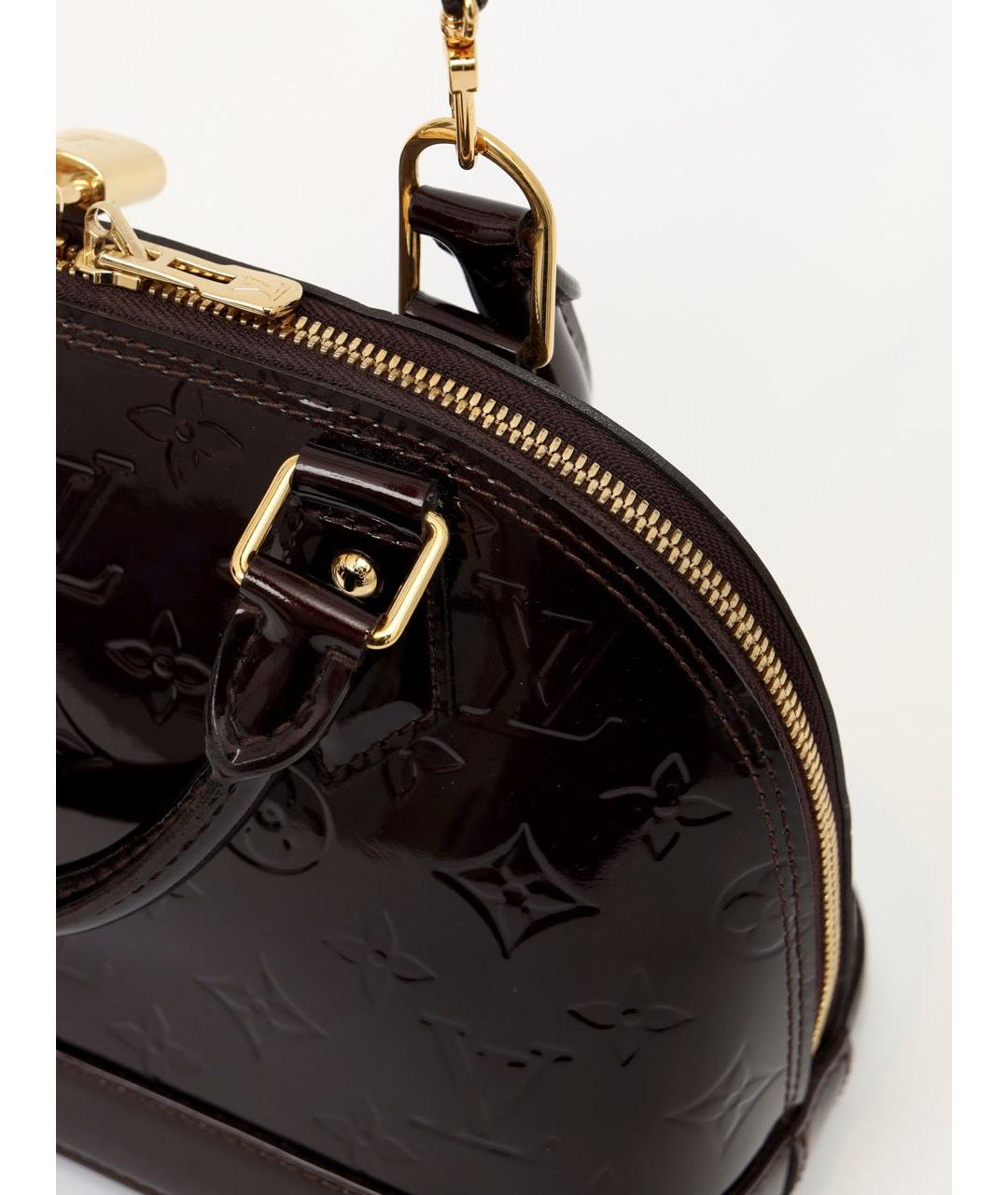 LOUIS VUITTON Бордовая кожаная сумка с короткими ручками, фото 8