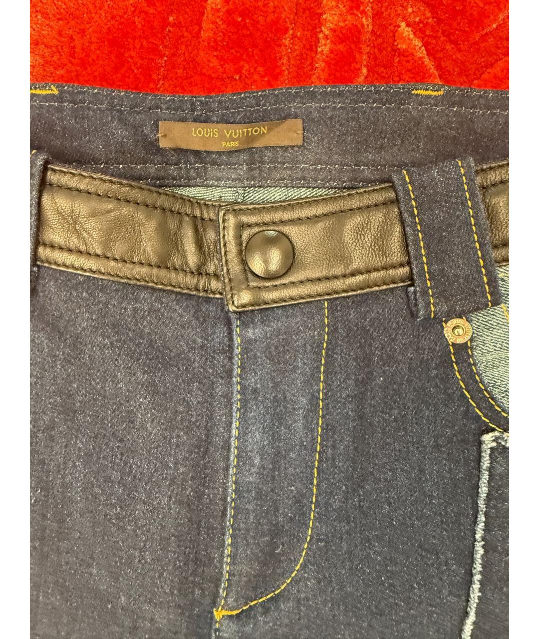 LOUIS VUITTON Темно-синие хлопко-эластановые джинсы слим, фото 5