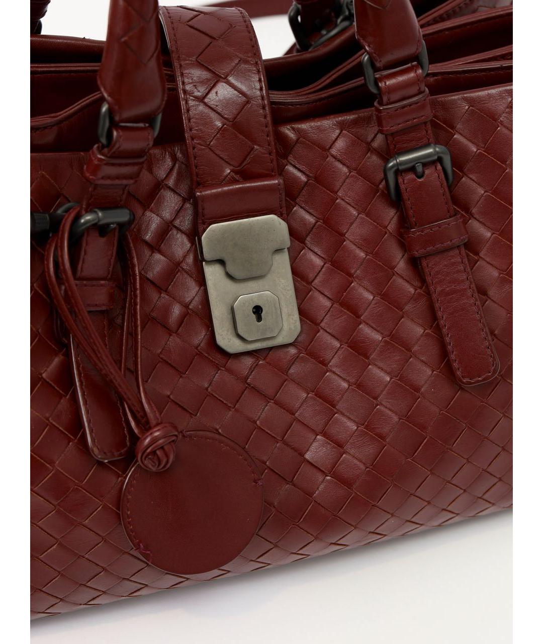 BOTTEGA VENETA Бордовая кожаная сумка с короткими ручками, фото 6