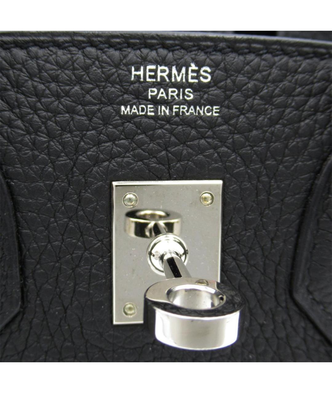 HERMES Черная кожаная сумка с короткими ручками, фото 5