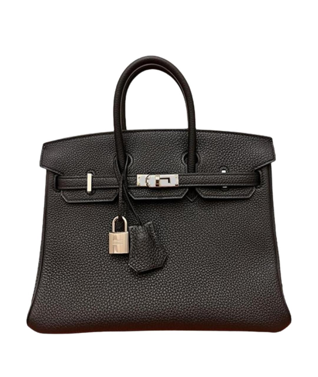 HERMES Черная кожаная сумка с короткими ручками, фото 1