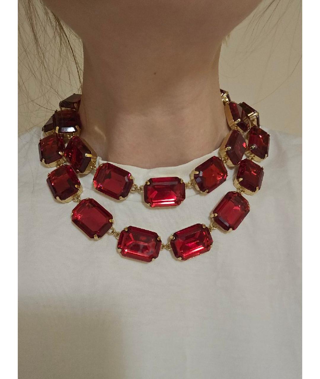 WEEKEND MAX MARA Красное металлическое колье, фото 4