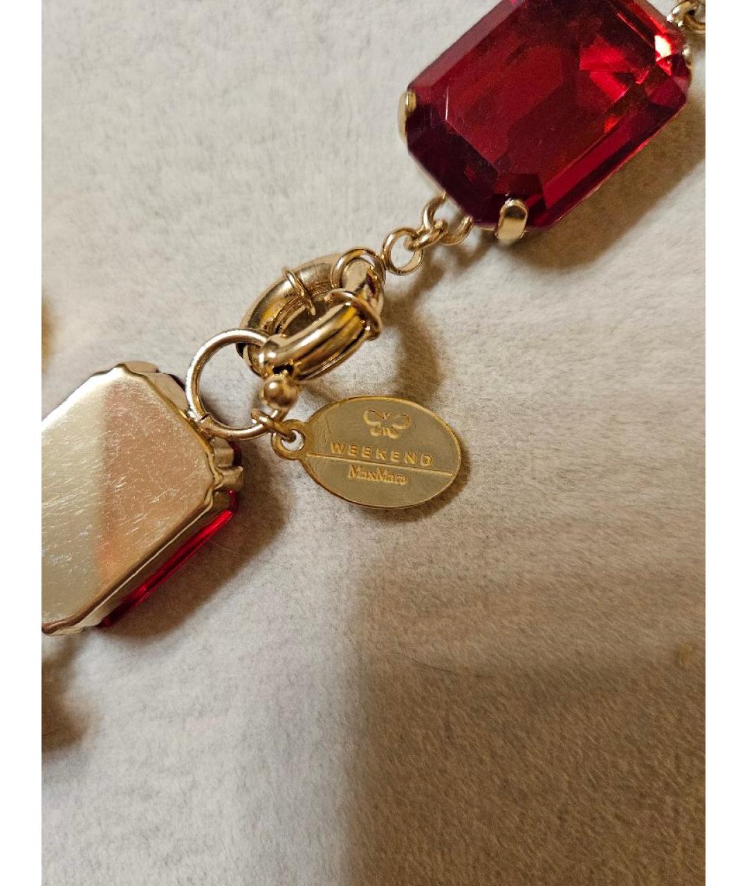 WEEKEND MAX MARA Красное металлическое колье, фото 3