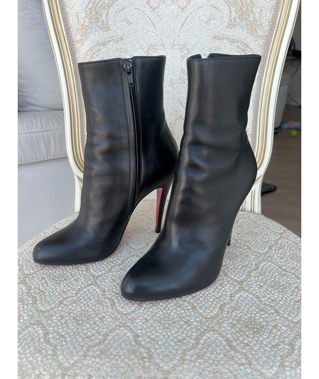 CHRISTIAN LOUBOUTIN Черные кожаные ботильоны, фото 8