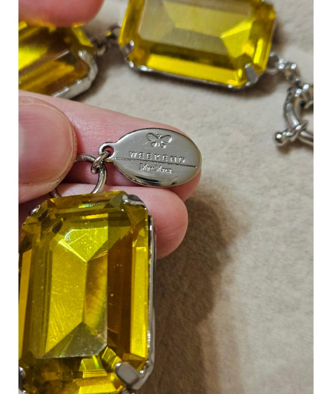 WEEKEND MAX MARA Желтое металлическое колье, фото 4