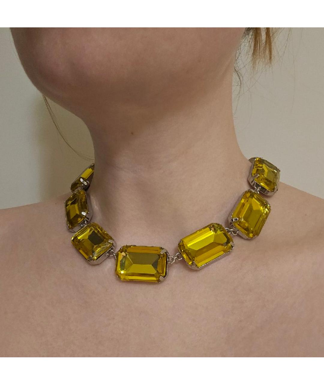 WEEKEND MAX MARA Желтое металлическое колье, фото 7