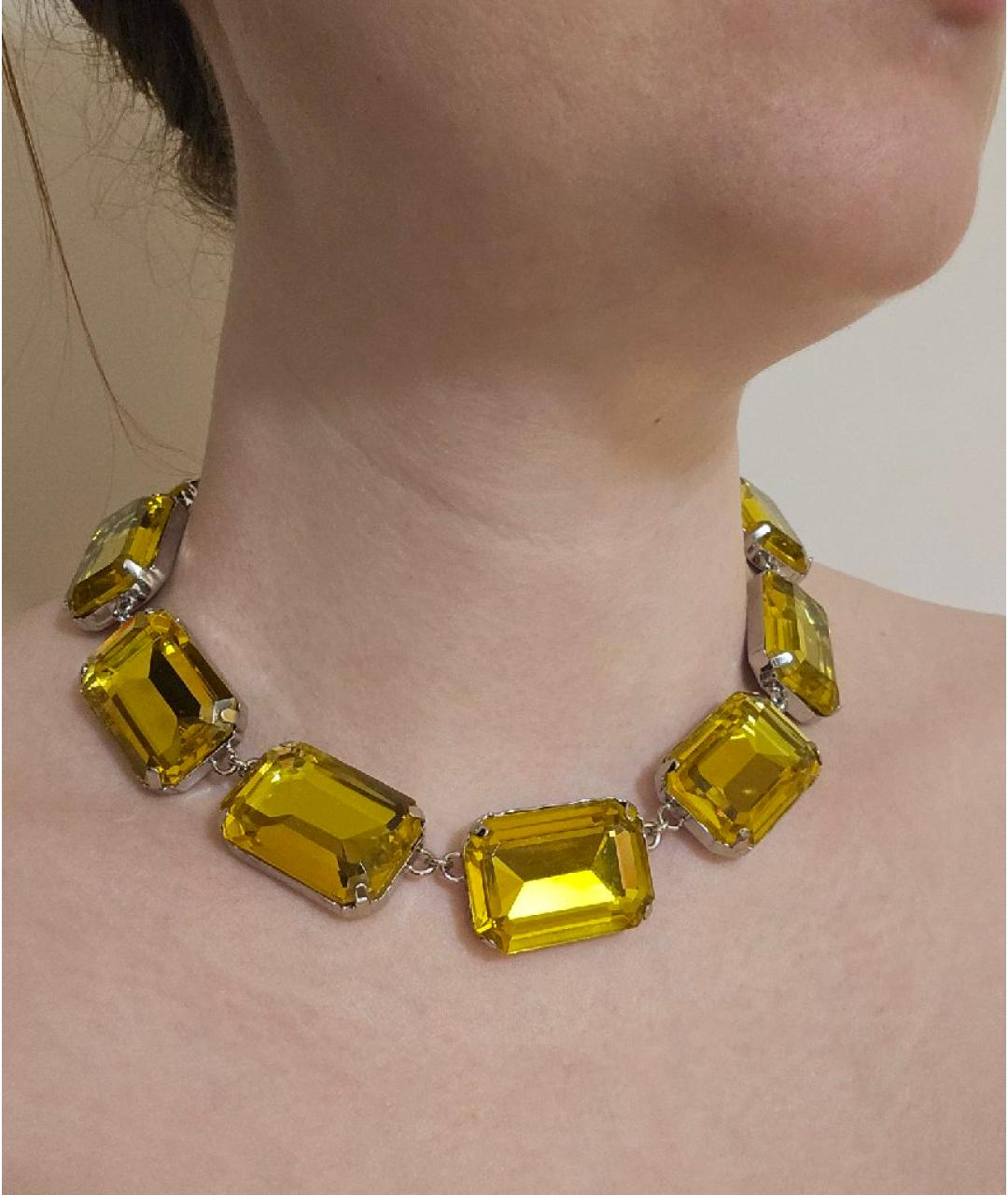 WEEKEND MAX MARA Желтое металлическое колье, фото 5