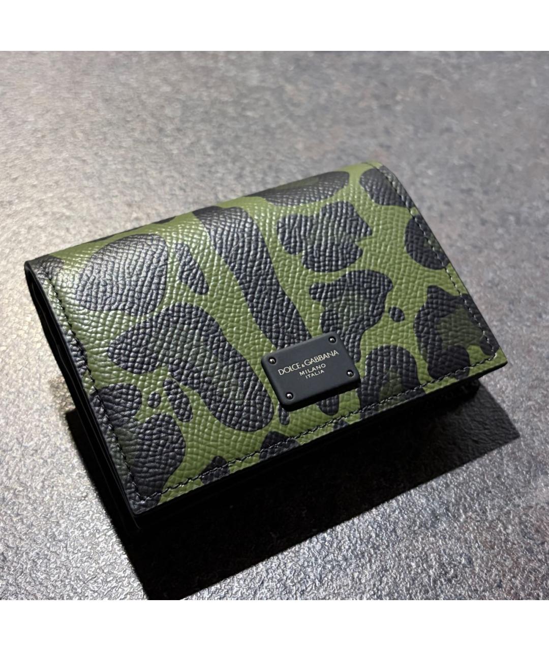 DOLCE&GABBANA Зеленый кожаный кардхолдер, фото 3