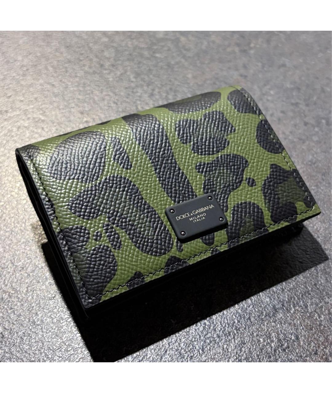 DOLCE&GABBANA Зеленый кожаный кардхолдер, фото 3