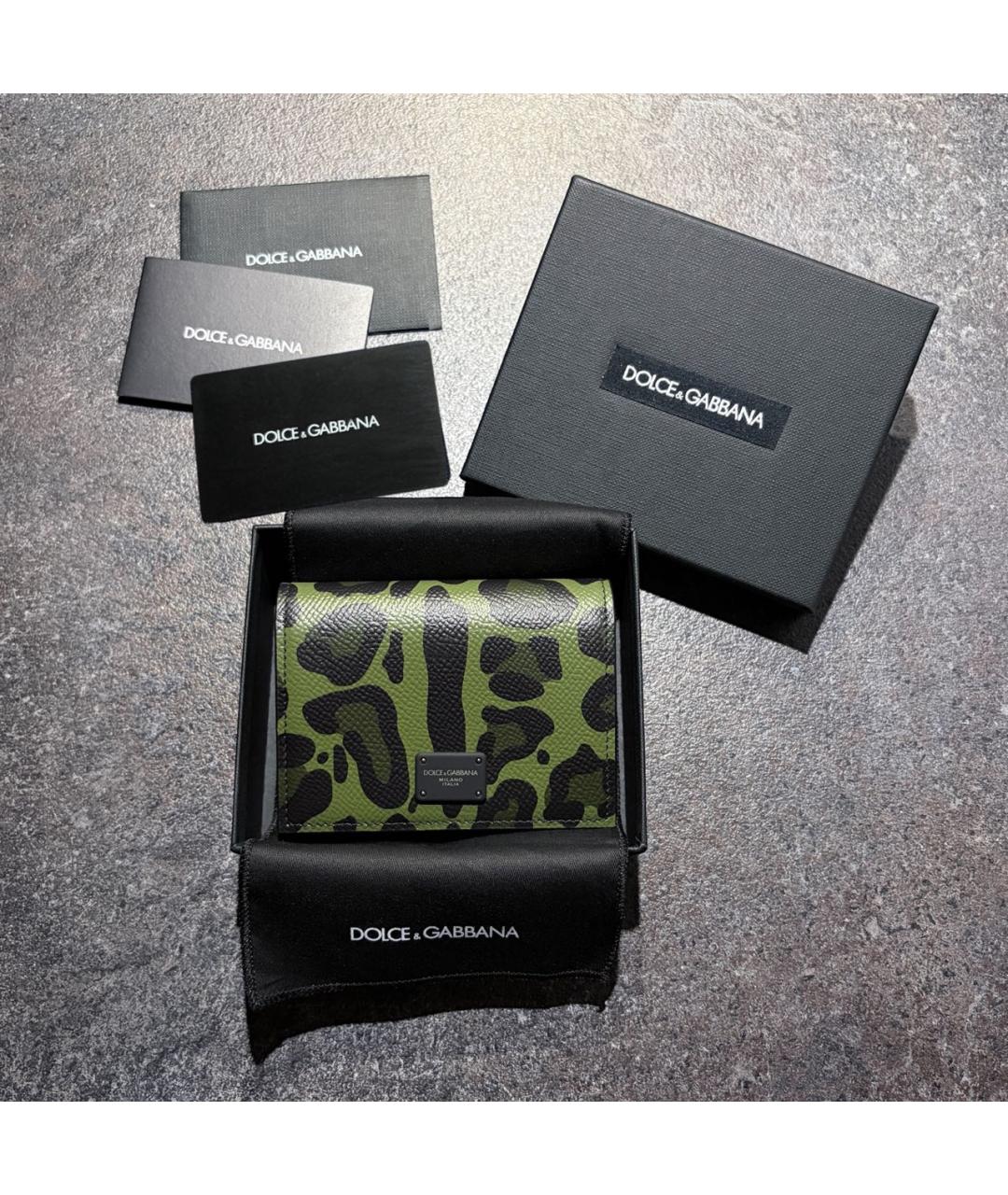 DOLCE&GABBANA Зеленый кожаный кардхолдер, фото 2