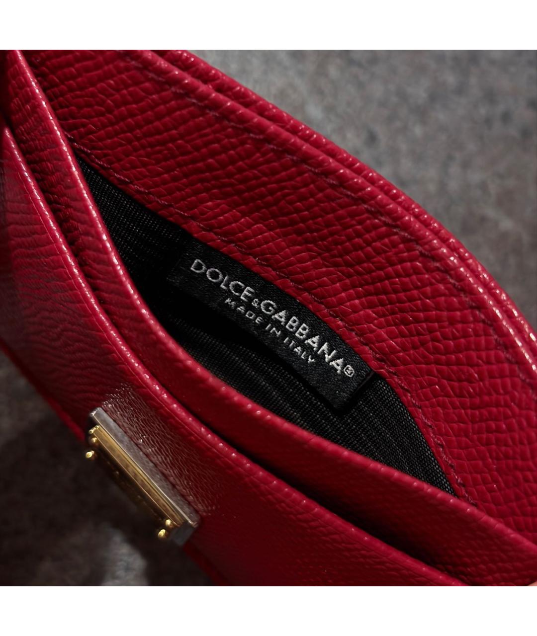 DOLCE&GABBANA Бордовый кожаный кардхолдер, фото 8