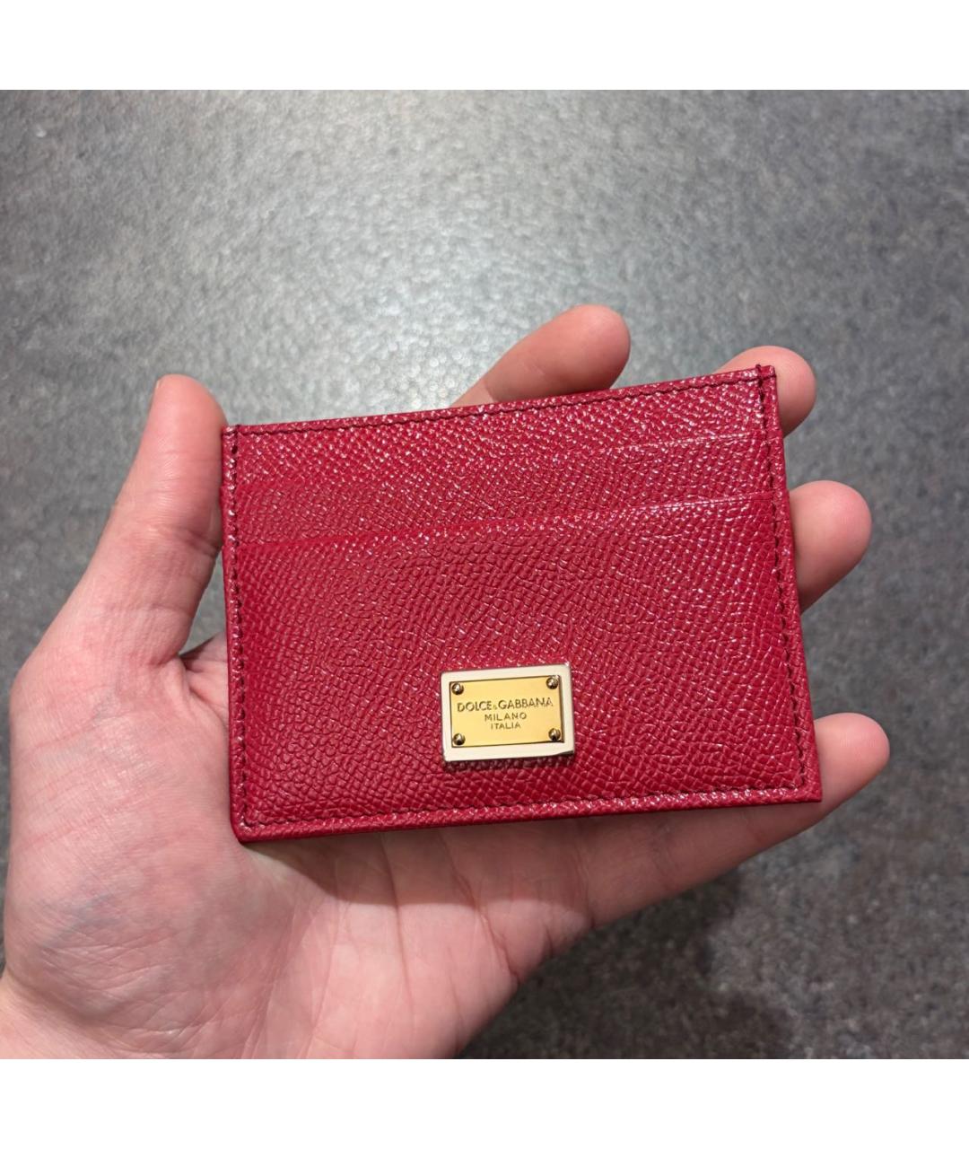 DOLCE&GABBANA Бордовый кожаный кардхолдер, фото 3